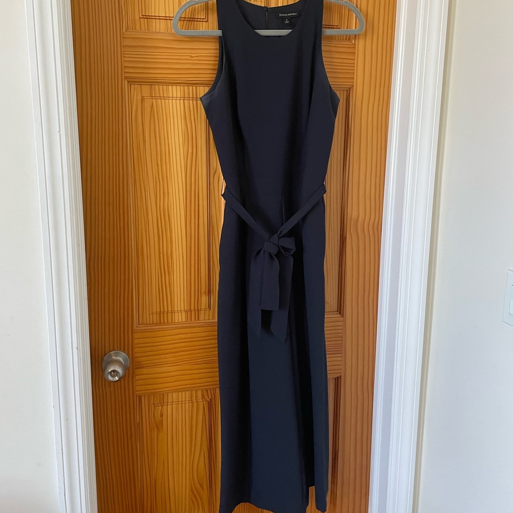 Wide Leg Navy Jumpsuit with Pockets